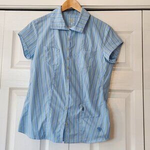 Mountain Hardwear Trail End button down short sleeve stripe shirt blouse top